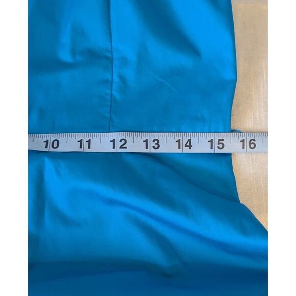 Talbots Turquoise Embroidered Sateen Fit & Flare Tie Waist Dress Size 6p - Picture 8 of 9